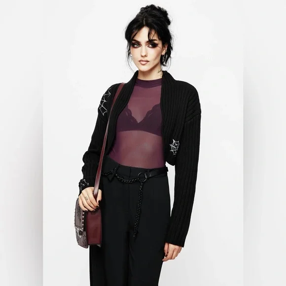 Disturbia Catch Feelings Embroidered Knit Bolero Size S - Picture 5 of 12